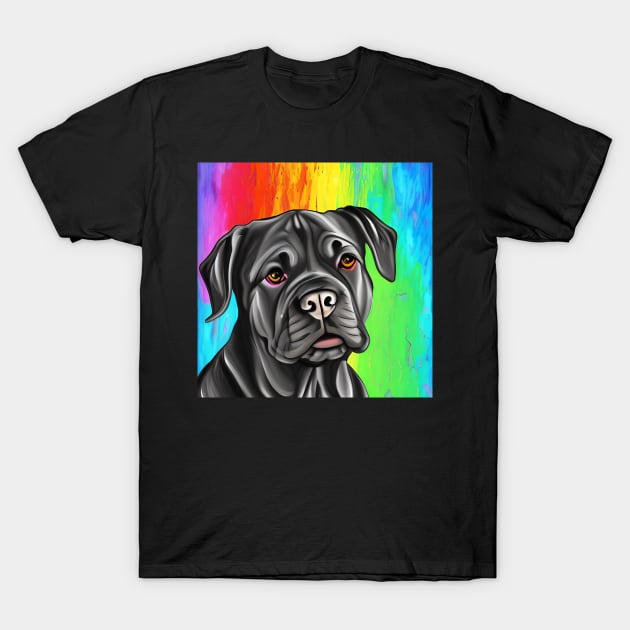 Cane Corso Dog Rainbow Painting T-Shirt by KayBee Gift Shop